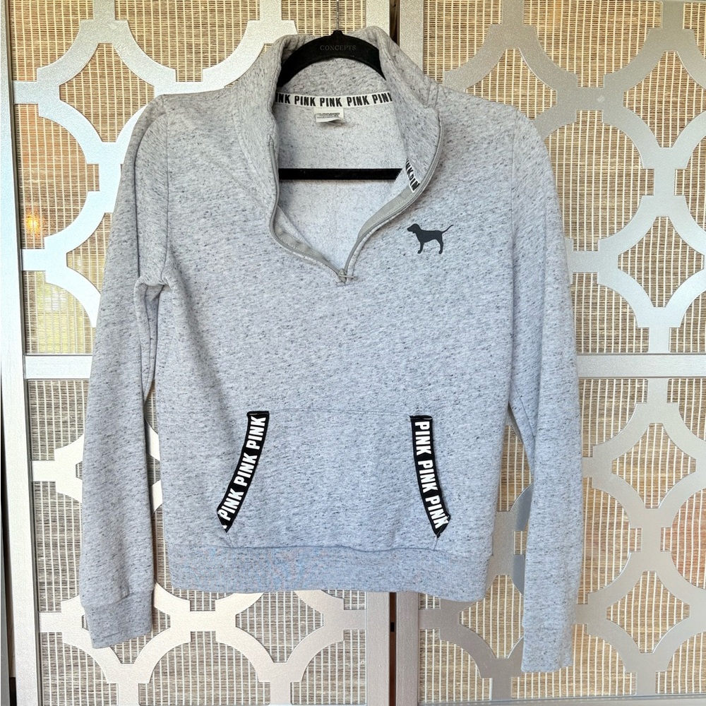Gray Quarter-Zip Sweatshirt with Black Accents